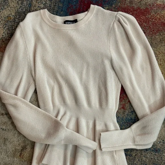 Express | Dresses | Express Cream Long Sleeve Dress | Poshmark Express | Dresses | Express Cream Long Sleeve Dress | Poshmark